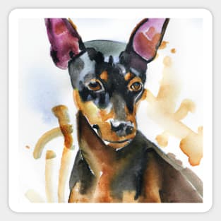 Miniature Pinscher Watercolor - Dog Lovers Sticker